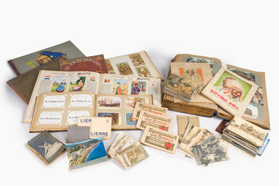 A large collection of postcards, fantasy and chocolate prints, partly in albums, a.o. Liebig, Delacre, Jacques, Martougin, 19th/20th C.