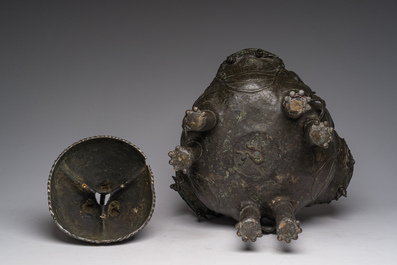 A Chinese bronze 'three luduan' tripod censer, 17th/18th C.