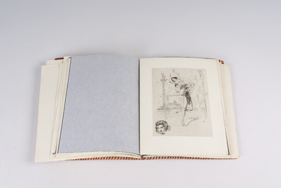 Alm&eacute;ry Lobel-Riche (1877-1950): A varied collection of 30 etchings with nudes and ballet scenes in an agate-inlaid leather folder