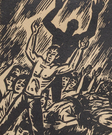 James Ensor (1860-1949) and Frans Masereel (1889-1972): 'Flight into Egypt', colour lithograph from 1921 and two woodcuts published in 'L'id&eacute;e'