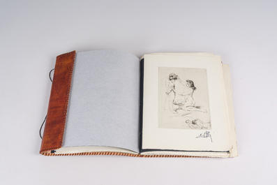 Alm&eacute;ry Lobel-Riche (1877-1950): A varied collection of 30 etchings with nudes and ballet scenes in an agate-inlaid leather folder