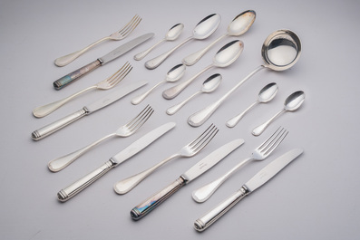 A French 49-piece silver-plated cutlery set, model Malmaison, Christofle, 20th C.
