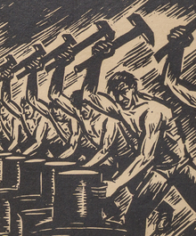 James Ensor (1860-1949) and Frans Masereel (1889-1972): 'Flight into Egypt', colour lithograph from 1921 and two woodcuts published in 'L'id&eacute;e'