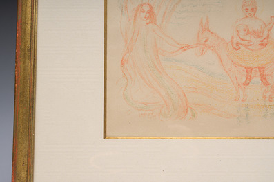 James Ensor (1860-1949) and Frans Masereel (1889-1972): 'Flight into Egypt', colour lithograph from 1921 and two woodcuts published in 'L'id&eacute;e'