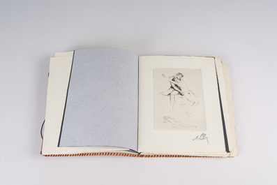 Alm&eacute;ry Lobel-Riche (1877-1950): A varied collection of 30 etchings with nudes and ballet scenes in an agate-inlaid leather folder