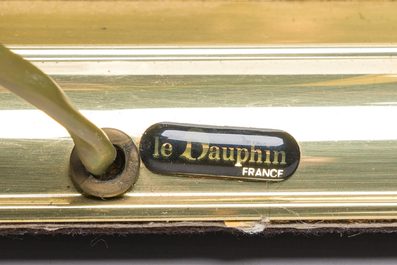 Een paar Franse 'La Pomme' tafellampen in glas en messing, Maison le Dauphin, jaren '70