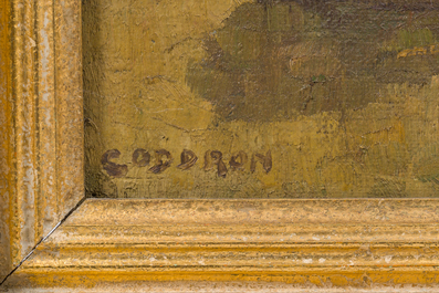 Oscar Coddron (1881-1960): Haystacks in a landscape, oil on canvas