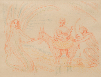 James Ensor (1860-1949) and Frans Masereel (1889-1972): 'Flight into Egypt', colour lithograph from 1921 and two woodcuts published in 'L'id&eacute;e'