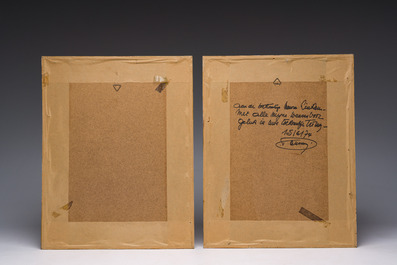 James Ensor (1860-1949) and Frans Masereel (1889-1972): 'Flight into Egypt', colour lithograph from 1921 and two woodcuts published in 'L'id&eacute;e'