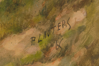 Paul Lauters (1806-1875): Two animated landscapes, mixed media on paper marouflated on board