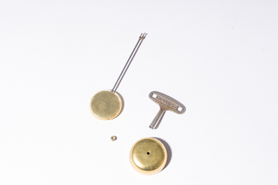 A French gilt bronze Louis XVI style cartel clock with floral design, late 19th C.