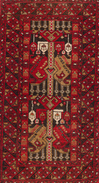 Four oriental rugs (Sarouk, Hamadan and an Afghan carpet), wool on cotton, 20th C.