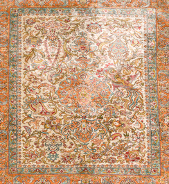 A Turkish silk Kayseri rug with floral design, 20th C.