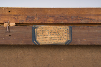 Firmin Baes (1874-1943): 'Sc&egrave;ne familiale', oil on canvas, with dedication, dated 1894