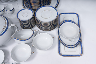 An extensive French polychrome and gilt porcelain 'Oc&eacute;ana Bleu' service, Christofle, 20th C.