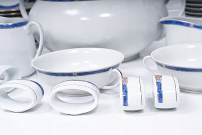 An extensive French polychrome and gilt porcelain 'Oc&eacute;ana Bleu' service, Christofle, 20th C.