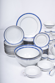 An extensive French polychrome and gilt porcelain 'Oc&eacute;ana Bleu' service, Christofle, 20th C.