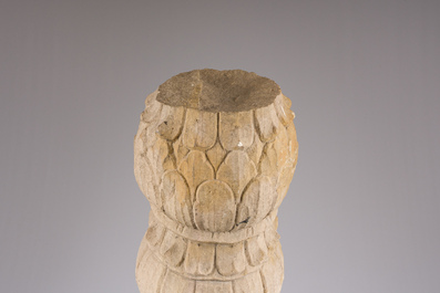 An Indian Mughal style sandstone column, probably Northern India, 18th C.