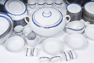 An extensive French polychrome and gilt porcelain 'Oc&eacute;ana Bleu' service, Christofle, 20th C.