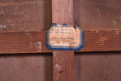 Jules Jambers (1863-?): 'La biche au ruisseau', huile sur board