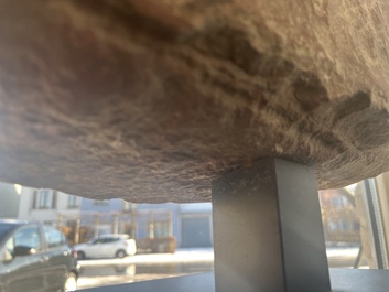 An Indian yellow-speckled red sandstone relief of a devata, probably Mathura school, Kushan period 2nd C. b.C./2nd C.