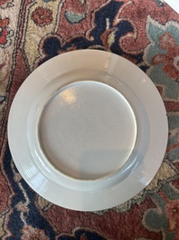 A Chinese famille rose 'roosters' plate, Yongzheng