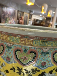 A Chinese famille rose Dayazhai style fish bowl with dragons among blossoming branches, 19th C.