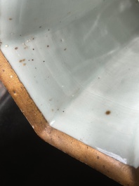 A Chinese blue and white hexagonal 'sanduo' vase, Qianlong mark and of the period