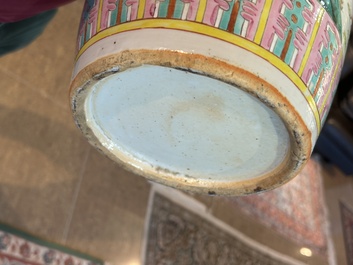 A Chinese famille rose vase with roosters among blossoming branches, 19th C.