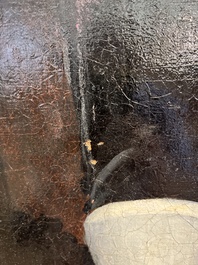 Illegibly signed, possibly School of Lille: Portrait of a nobleman with pocket watch, oil on canvas, 17th C.