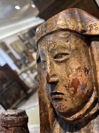 A polychromed wooden Saint Anne Trinity group, probably Flanders or Northern France, 15th C.