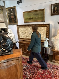 A museal and impressive carved ivory relief depicting a battle from the Hundred Years' War, probably Dieppe, 19th C.