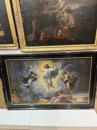 Franse school, navolger van Rafa&euml;l (1483-1520): De transfiguratie van Jezus, olie op doek, 17de eeuw