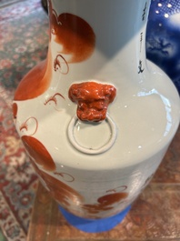 Two Chinese iron-red 'Buddhist lions' vases, 19th/20th C.