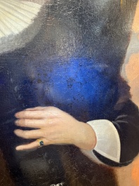 Illegibly signed, possibly School of Lille: Portrait of a nobleman with pocket watch, oil on canvas, 17th C.