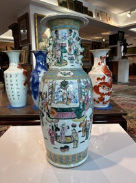 A Chinese famille rose vase with palace scenes, 19th C.