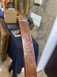 Jean-Joseph Chapuis (1765-1864): A brass inlaid wooden gueridon on four curved supports, first quarter 19th C.