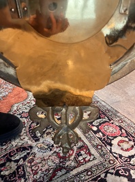 A French gilt bronze Louis XVI style cartel clock with floral design, late 19th C.