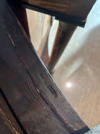 Jean-Pierre Latz (1691-1754): A small Louis XV marquetry commode with gilt bronze mounts and red marble top