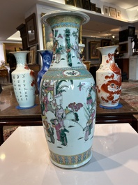 A Chinese famille rose vase with palace scenes, 19th C.