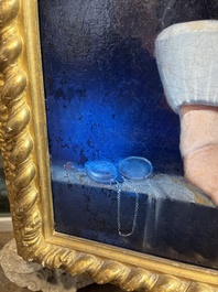 Illegibly signed, possibly School of Lille: Portrait of a nobleman with pocket watch, oil on canvas, 17th C.