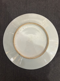 Drie Chinese famille rose, verte en qianjiang cai schotels, 19de/20ste eeuw