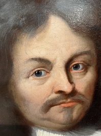 Illegibly signed, possibly School of Lille: Portrait of a nobleman with pocket watch, oil on canvas, 17th C.