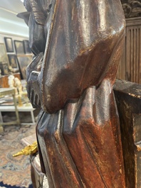 A polychromed wooden Saint Anne Trinity group, probably Flanders or Northern France, 15th C.