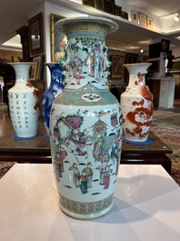 A Chinese famille rose vase with palace scenes, 19th C.