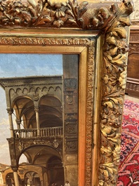 Jacques Fran&ccedil;ois Carabain (1834-1933): 'Une vue de la Piazza d'Erbe &agrave; Padoue' (Piazza delle Erbe, Padua), olie op doek