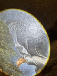 Franse school, navolger van Rafa&euml;l (1483-1520): De transfiguratie van Jezus, olie op doek, 17de eeuw