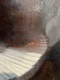 Illegibly signed, possibly School of Lille: Portrait of a nobleman with pocket watch, oil on canvas, 17th C.