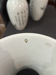 Drie diverse Chinese famille rose vazen, 19de/20ste eeuw