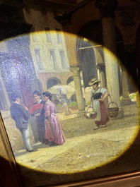 Jacques Fran&ccedil;ois Carabain (1834-1933): 'Une vue de la Piazza d'Erbe &agrave; Padoue' (Piazza delle Erbe, Padua), olie op doek